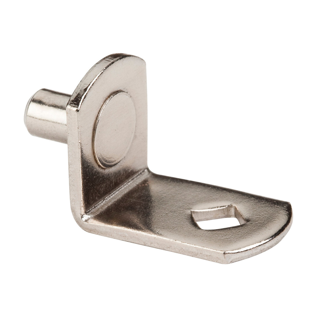 5 mm Pin Angled Shelf Support, Diamond Hole, Bright Nickel, Box of 1,000 (Full Carton)