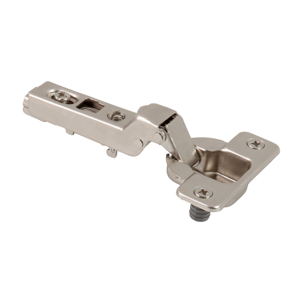 500 Series Standard Duty European Hinge, 110 Degree, 9 mm Crank (Half Overlay), Screw Adjustable, Press-in 8 mm Dowels