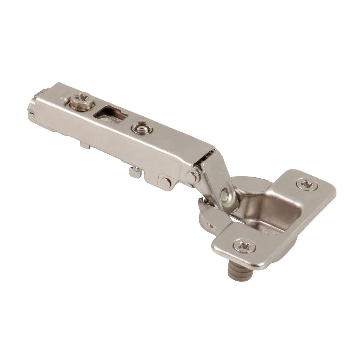 500 Series Standard Duty European Hinge, 90 Degree, 0 mm Crank (Full Overlay), Cam Adjustable, Press-in 8 mm Dowels