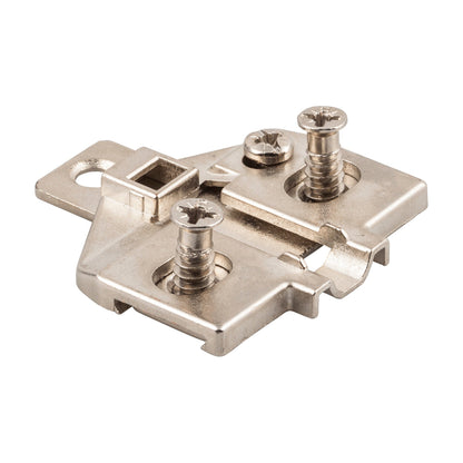 600 Series Heavy Duty Hinge Mounting Plate, 0 mm, Screw Adjustable, 3 Hole, Euro Screws, Frameless