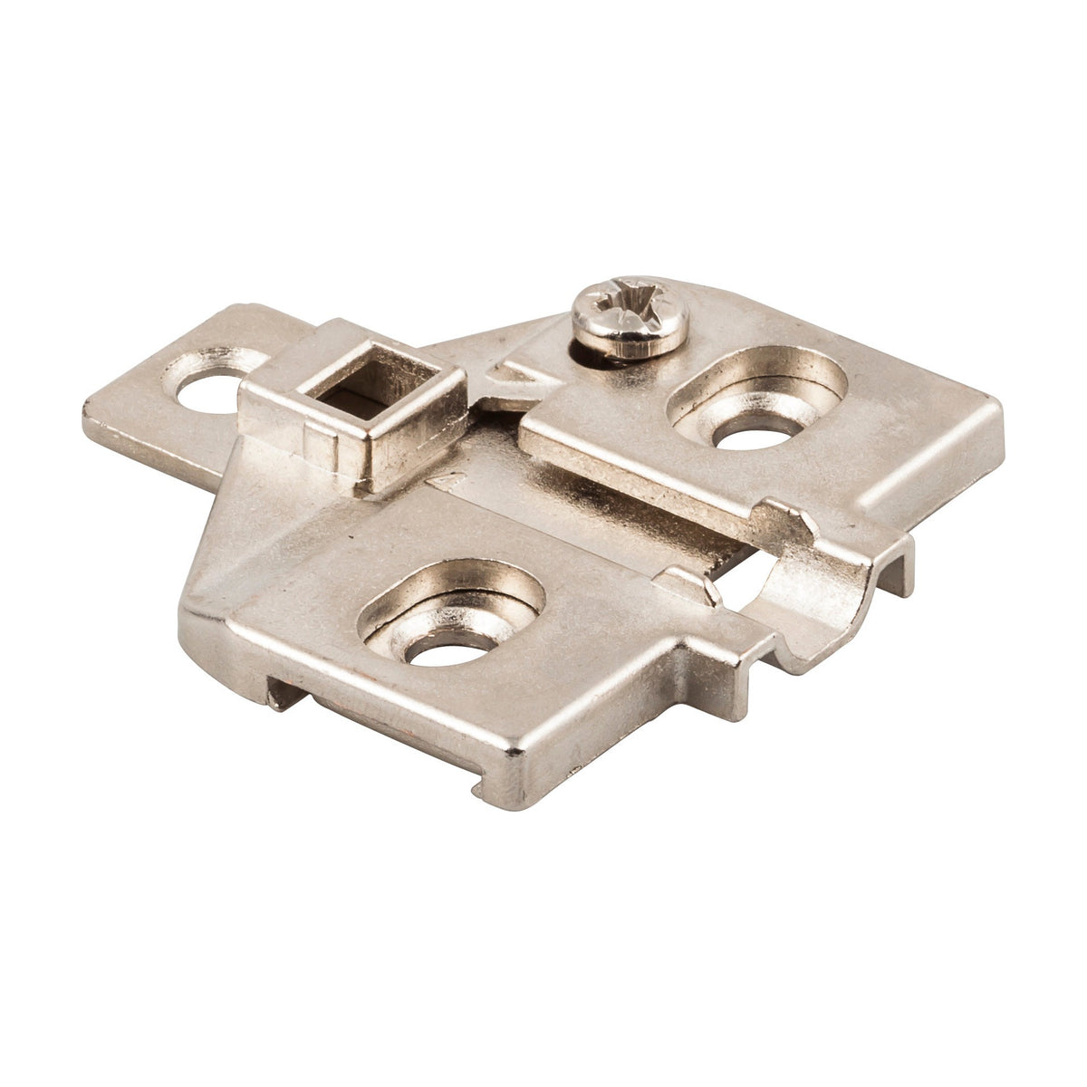 600 Series Heavy Duty Hinge Mounting Plate, 0 mm, Screw Adjustable, 3 Hole, No Screws, Frameless