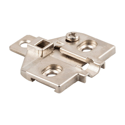 600 Series Heavy Duty Hinge Mounting Plate, 0 mm, Screw Adjustable, 3 Hole, No Screws, Frameless