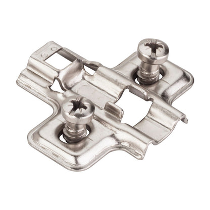 600 Series Standard Duty Hinge Mounting Plate, 0 mm, Non-Cam, Shortened Euro Screws, Frameless