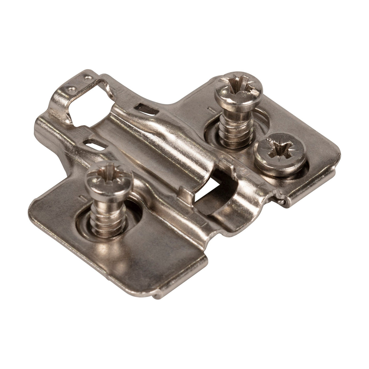600 Series Standard Duty Hinge Mounting Plate, 2 mm, Cam Adjustable, Euro Screws, Frameless
