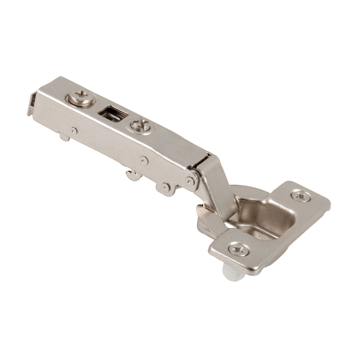 700 Series Heavy Duty Soft-Close European Hinge, 90 Degree, 0 mm Crank (Full Overlay), Cam Adjustable, Press-in 8 mm Dowels