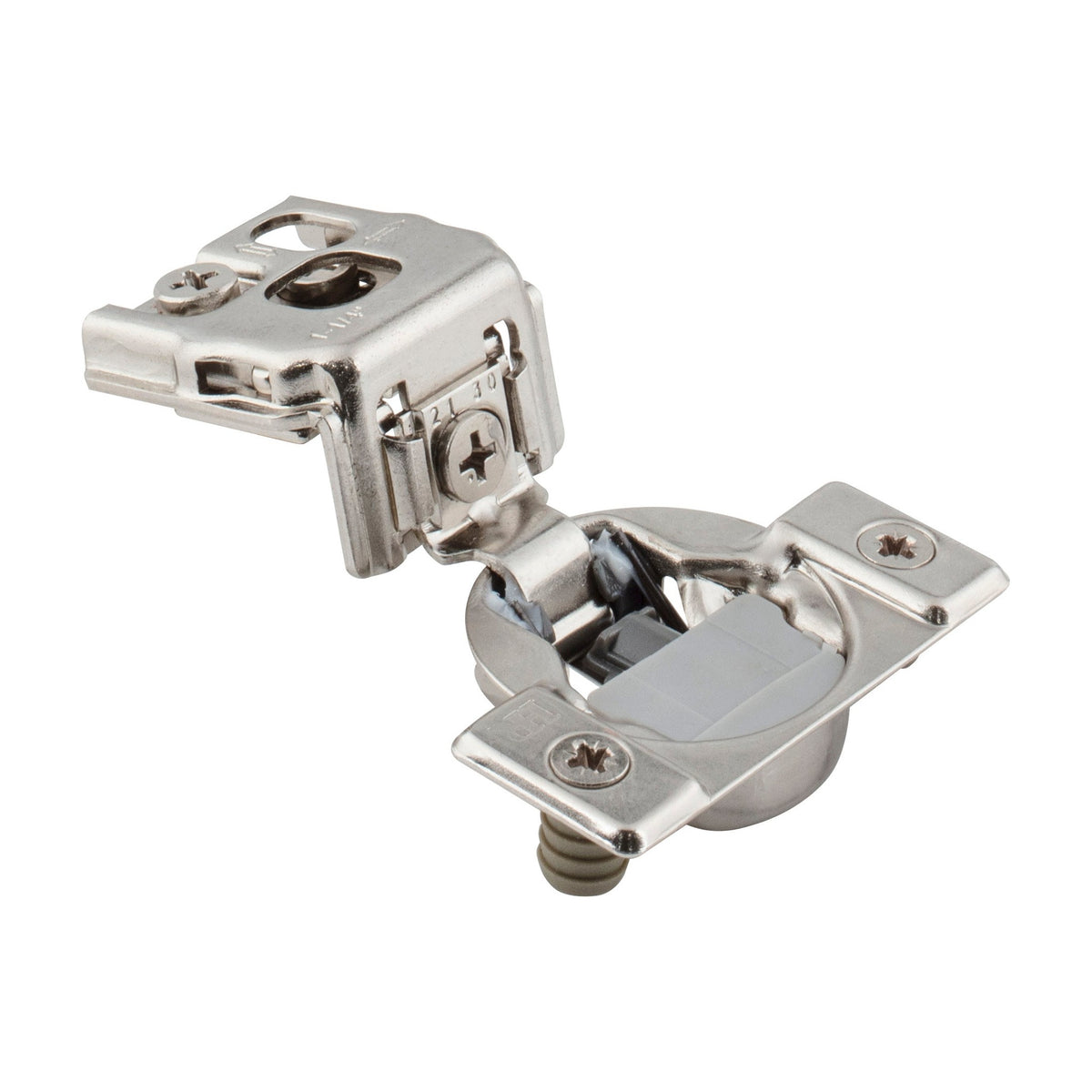9390 Series Soft-Close Compact Hinge, 1-1/4", 2 Cleat, Dowels, Standard