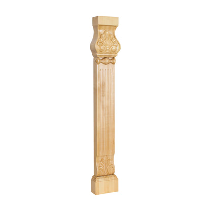 Acanthus & Shell Wood Pilaster, 31" Tall