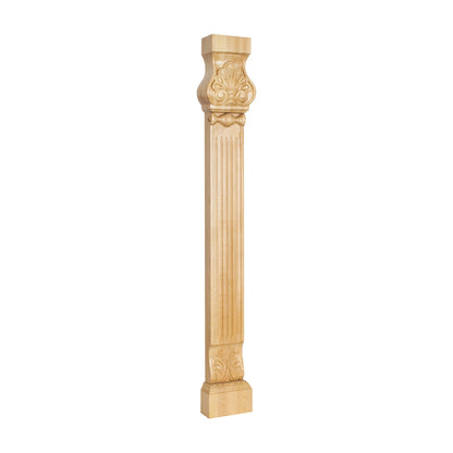 Acanthus & Shell Wood Pilaster, 35-1/2" Tall