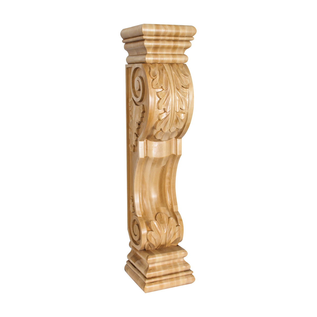 Acanthus Traditional Fireplace Wood Corbel, 8" x 8" x 36"