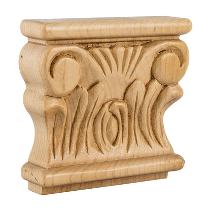 Acanthus Traditional Wood Capital, 3-1/2" x 3-7/8" x 1"