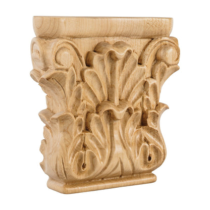 Acanthus Traditional Wood Capital, 4-3/4" x 4-3/4" x 1-1/4"