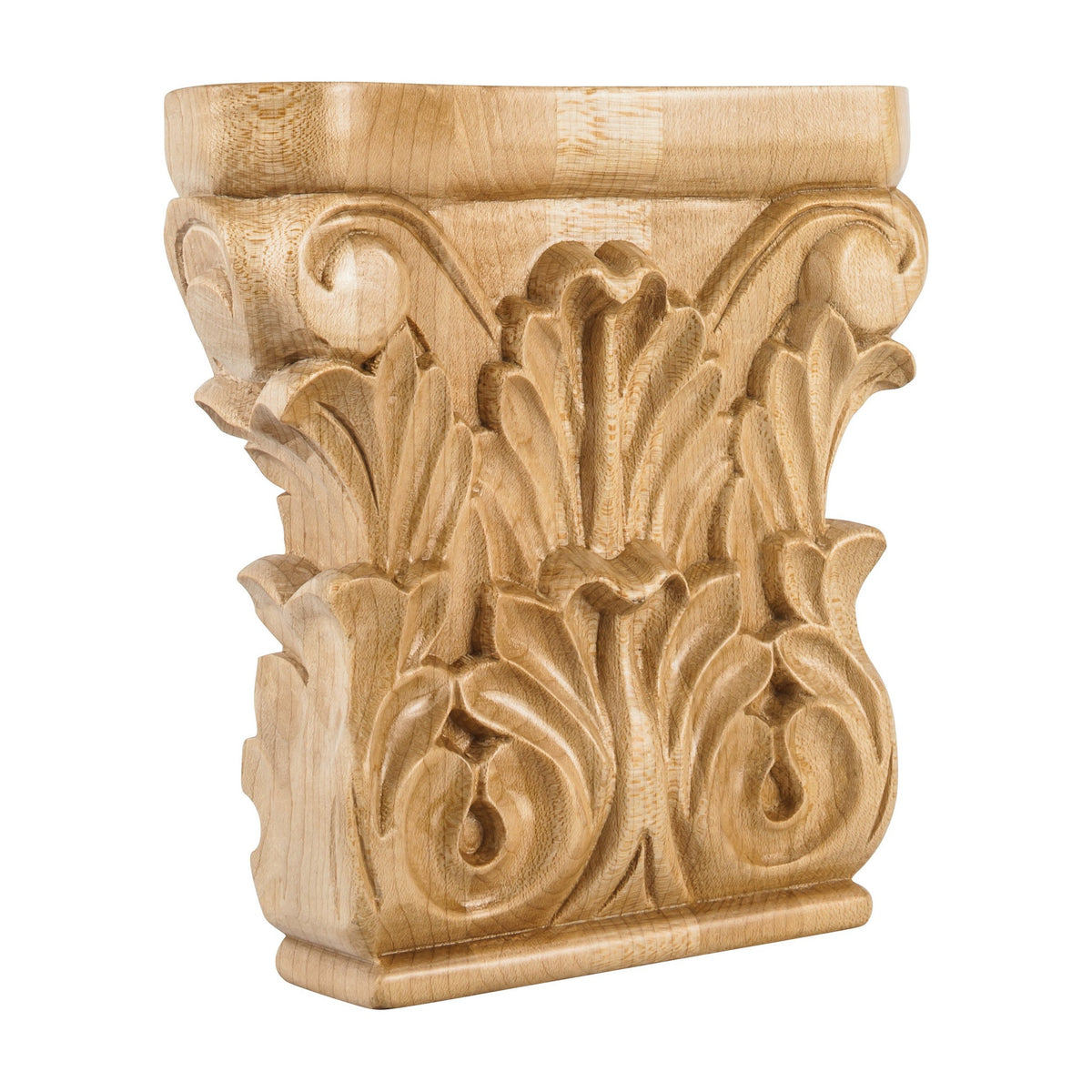 Acanthus Traditional Wood Capital, 6" x 6" x 1-1/2"