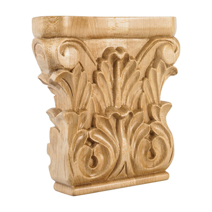Acanthus Traditional Wood Capital, 6" x 6" x 1-1/2"