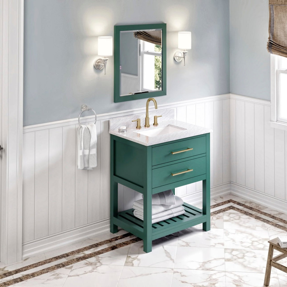 Adler Framed Mirror, Forest Green, room view