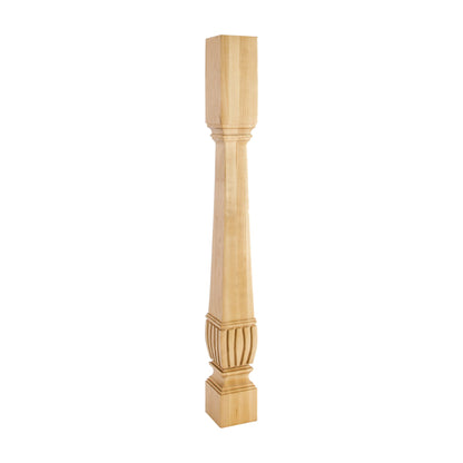 Arts & Crafts Wood Post with Reed Detail, 3-3/4" x 3-3/4" x 35-1/2"