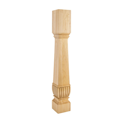 Arts & Crafts Wood Post with Reed Detail, 5" x 5" x 35-1/2"