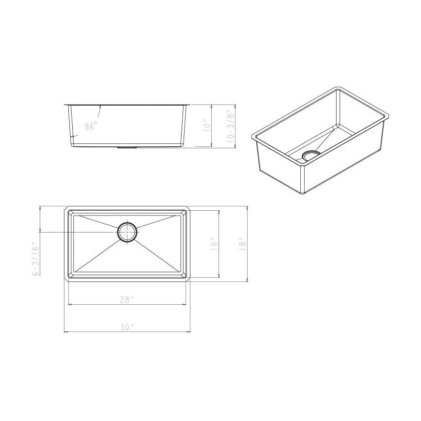 Augustin 30" Stainless Steel Undermount Kitchen Sink, Stainless Steel, alternate view