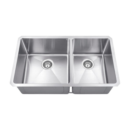Augustin 32" 60/40 Stainless Steel Undermount Double Basin Kitchen Sink, Stainless Steel