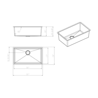 Augustin 32" Stainless Steel Undermount Kitchen Sink, Stainless Steel, alternate view