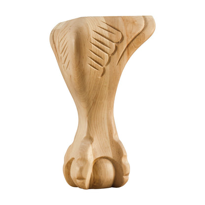 Ball & Claw Traditional Wood Leg, 4-1/2" x 4-1/2" x 8", Carved