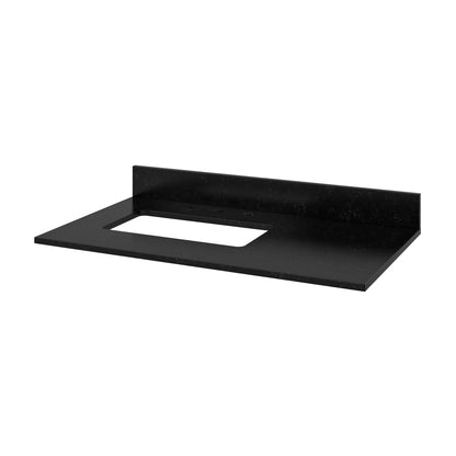 Black Granite Vanity Top, 37" Left Offset Rectangle Bowl Cutout