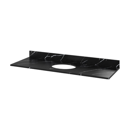 Calacatta Black Quartz Vanity Top, 61" Single Oval Bowl Cutout