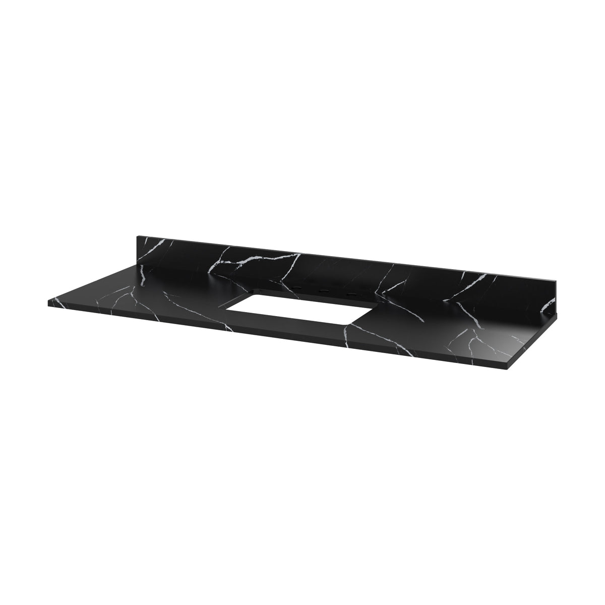 Calacatta Black Quartz Vanity Top, 61" Single Rectangle Bowl Cutout