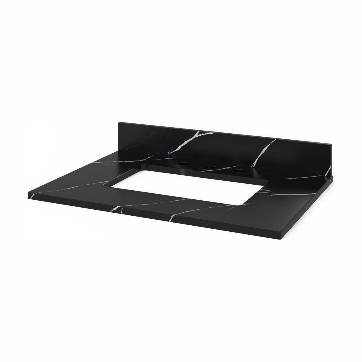 Calacatta Black Quartz Vanity Top, 31" Single Rectangle Bowl Cutout