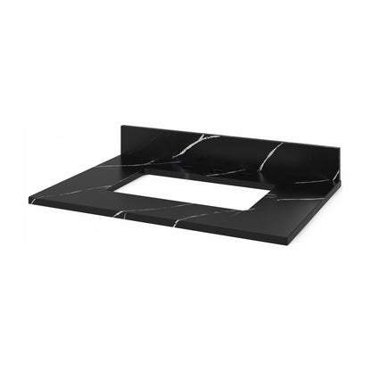 Calacatta Black Quartz Vanity Top, 31" Single Rectangle Bowl Cutout