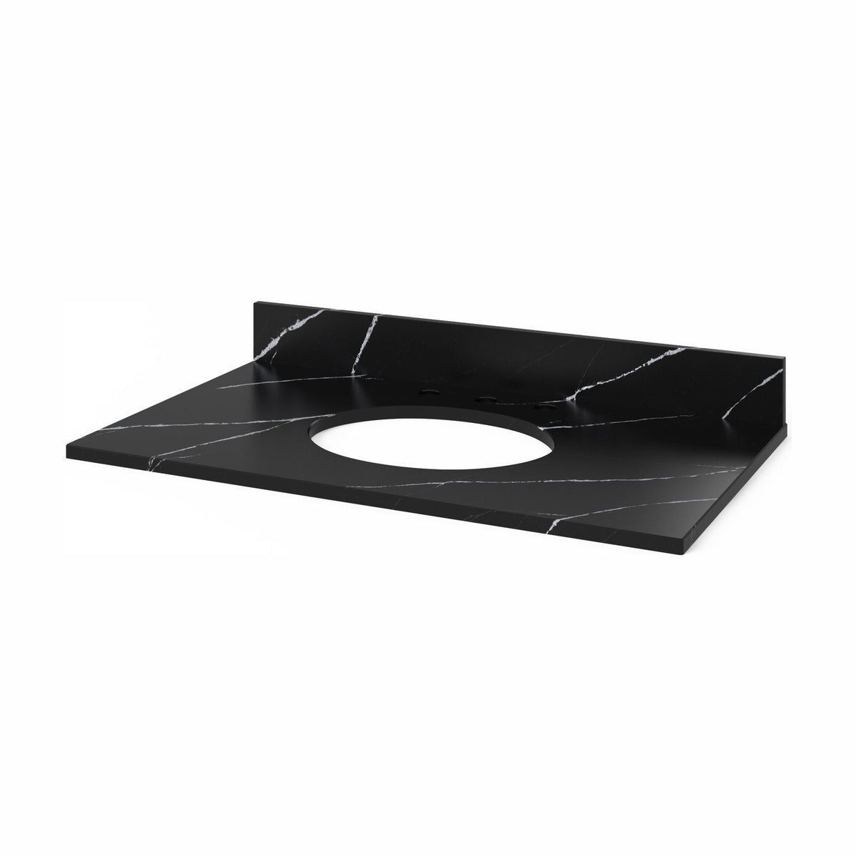 Calacatta Black Quartz Vanity Top, 37" Single Oval Bowl Cutout