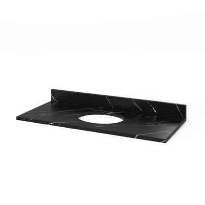 Calacatta Black Quartz Vanity Top, 49" Single Oval Bowl Cutout