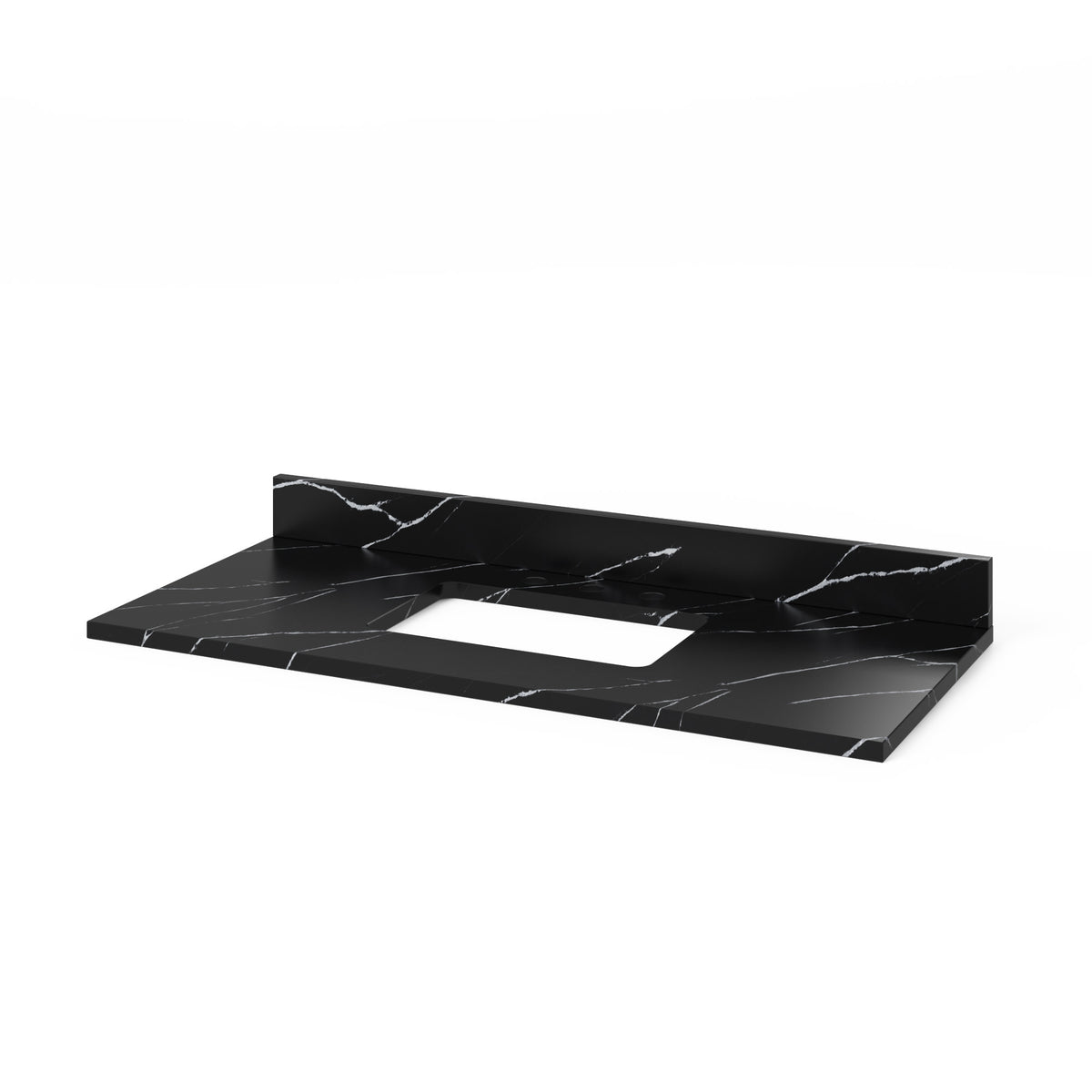 Calacatta Black Quartz Vanity Top, 49" Single Rectangle Bowl Cutout