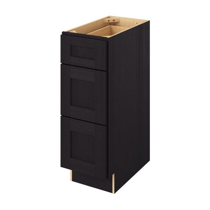 Catalina 12" Three Drawer Base Freestanding Bathroom Vanity Side Cabinet, Espresso