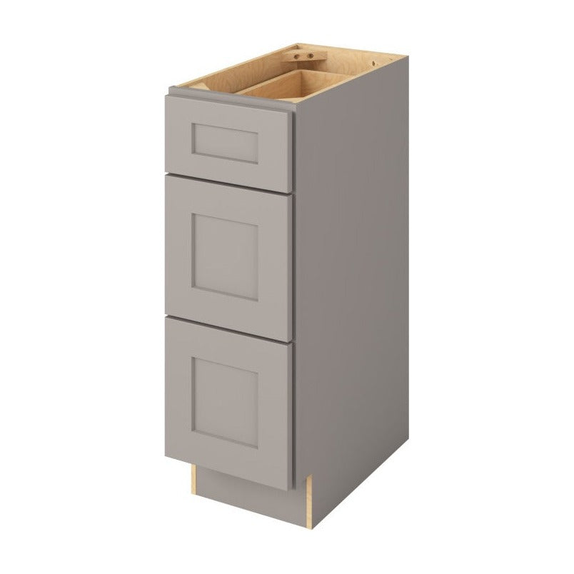 Catalina 12" Three Drawer Base Freestanding Bathroom Vanity Side Cabinet, Pebble Grey