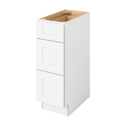 Catalina 12" Three Drawer Base Freestanding Bathroom Vanity Side Cabinet, Polar White