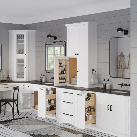 Catalina 12" Freestanding Bathroom Vanity Side Cabinet with Full Height Door, Polar White, view 3