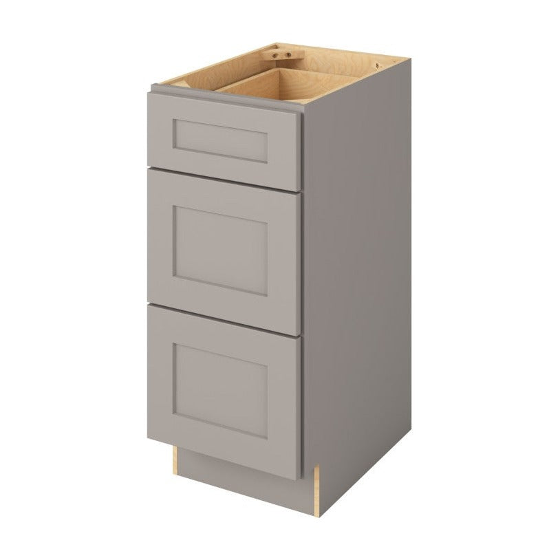 Catalina 15" Three Drawer Base Freestanding Bathroom Vanity Side Cabinet, Pebble Grey