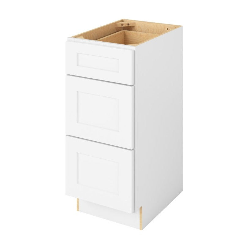 Catalina 15" Three Drawer Base Freestanding Bathroom Vanity Side Cabinet, Polar White