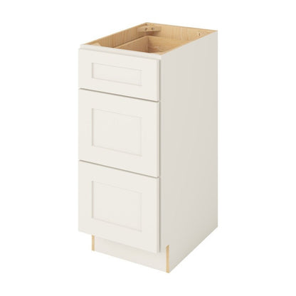 Catalina 15" Three Drawer Base Freestanding Bathroom Vanity Side Cabinet, Shell White