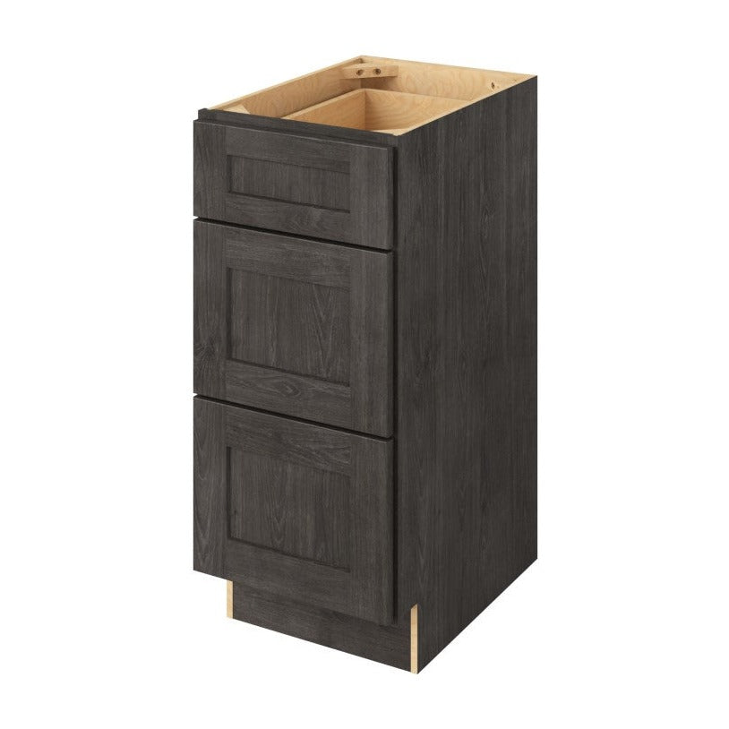 Catalina 15" Three Drawer Base Freestanding Bathroom Vanity Side Cabinet, Slate