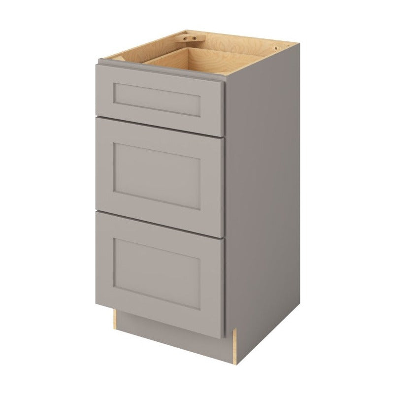Catalina 18" Three Drawer Base Freestanding Bathroom Vanity Side Cabinet, Pebble Grey