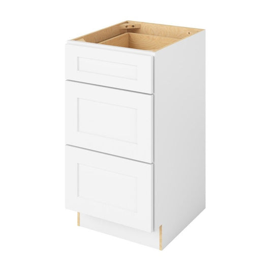Catalina 18" Three Drawer Base Freestanding Bathroom Vanity Side Cabinet, Polar White
