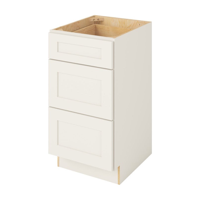 Catalina 18" Three Drawer Base Freestanding Bathroom Vanity Side Cabinet, Shell White