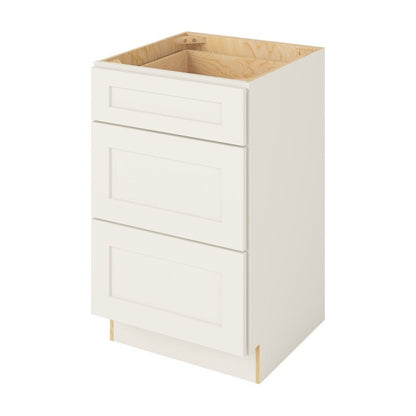 Catalina 21" Three Drawer Base Freestanding Bathroom Vanity Side Cabinet, Shell White