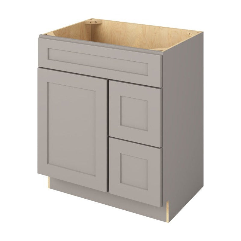 Catalina 30" Sink Base with Right Drawers Freestanding Bathroom Vanity, Pebble Grey