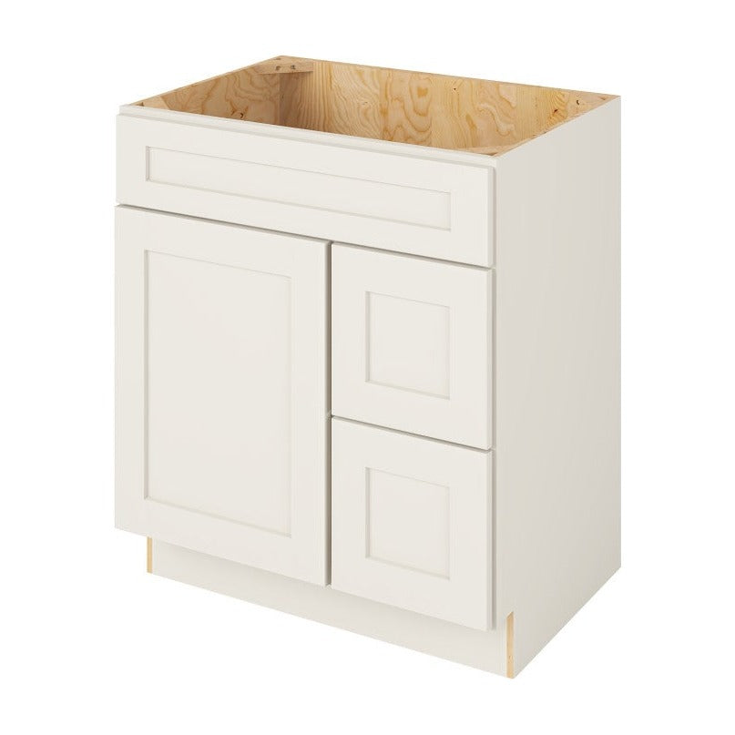 Catalina 30" Sink Base with Right Drawers Freestanding Bathroom Vanity, Shell White