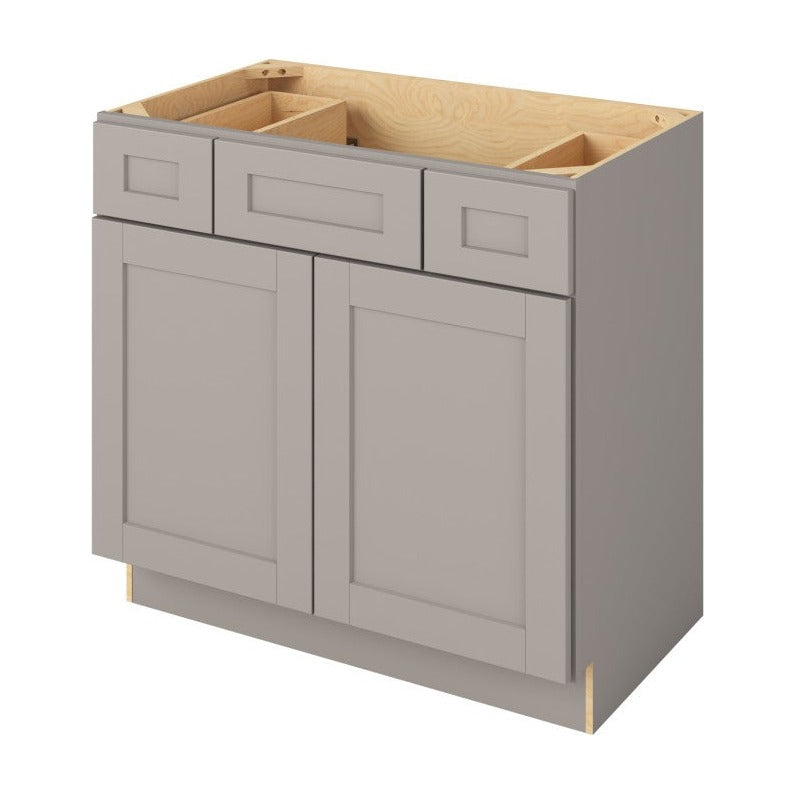 Catalina 36" Single Sink Base with Side Drawers Freestanding Bathroom Vanity, Pebble Grey