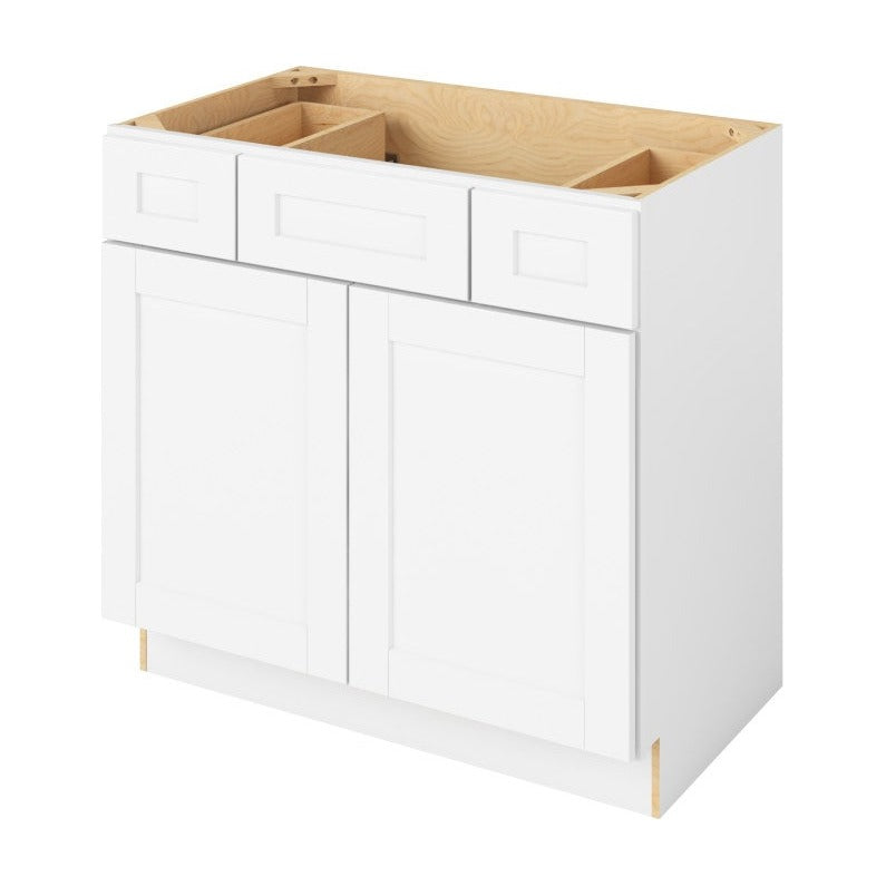 Catalina 36" Single Sink Base with Side Drawers Freestanding Bathroom Vanity, Polar White