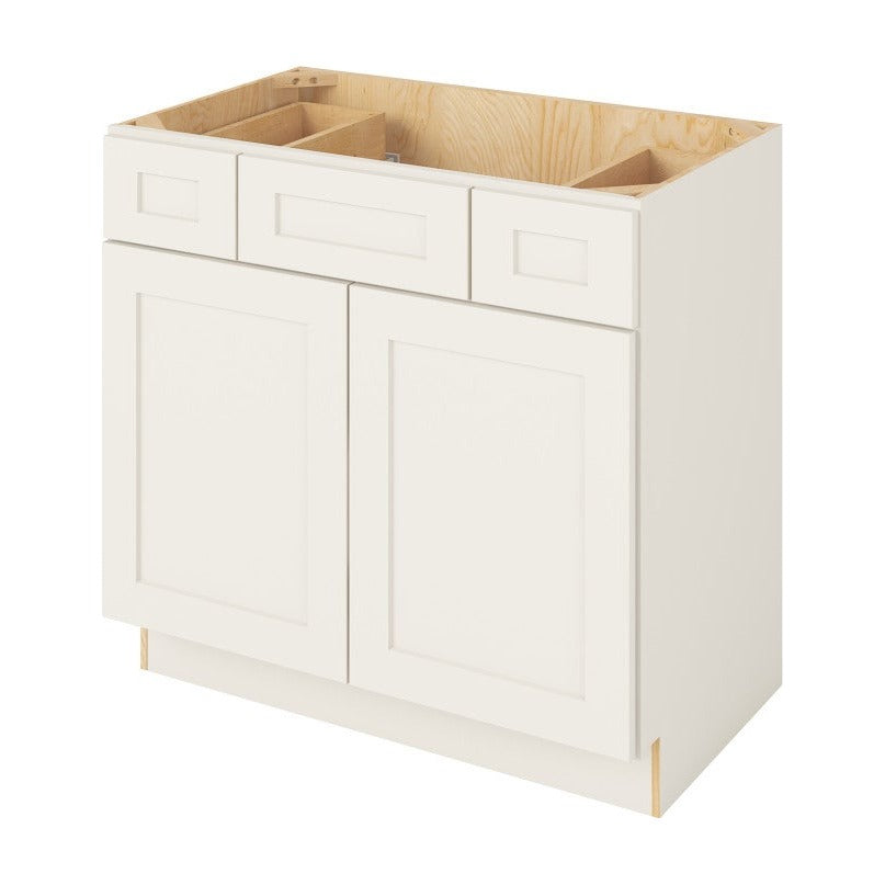 Catalina 36" Single Sink Base with Side Drawers Freestanding Bathroom Vanity, Shell White