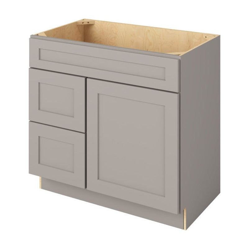 Catalina 36" Sink Base with Left Drawers Freestanding Bathroom Vanity, Pebble Grey
